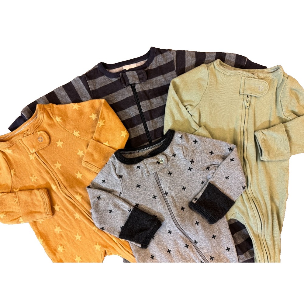 Baby Boy Newborn Sleepers Outfits Zippered Sleep N Play Bundle Lot Basics Stripe